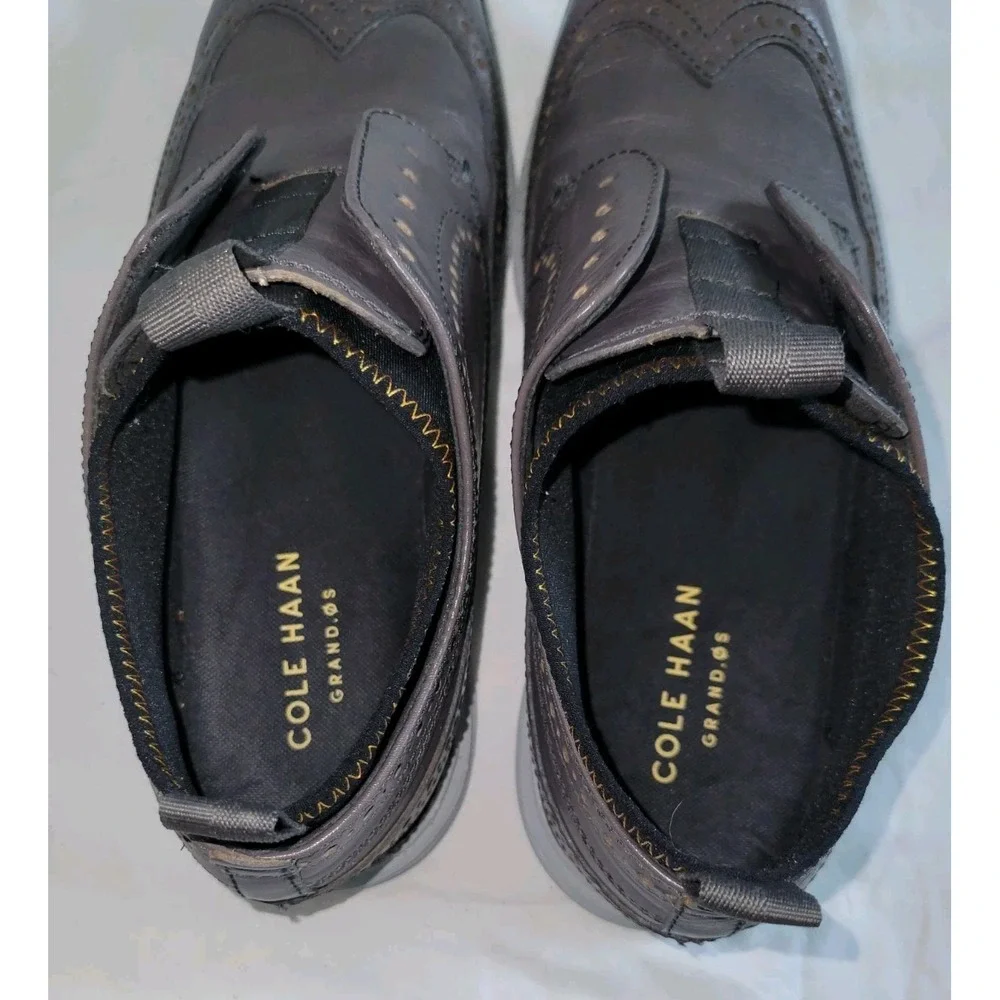 Cole Haan‎ Mens 8M Grand Long Wingtip Novelty Oxford C24904 Grey Shoe NO LACES